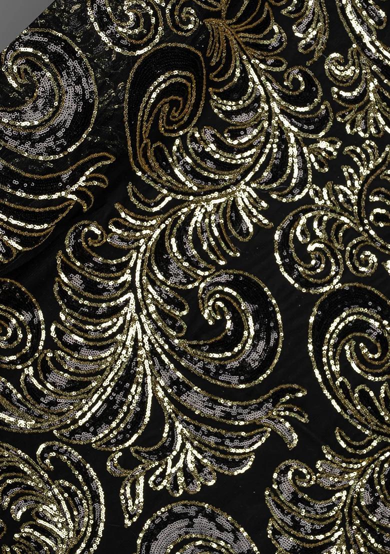 Black Sequin Embellished Blouse Georgette Lehenga Set