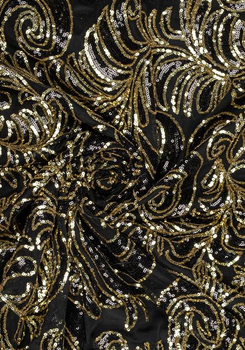 Black Sequin Embellished Blouse Georgette Lehenga Set