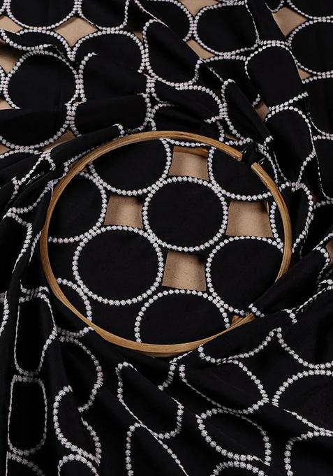 Black Embroidered Crepe Lehenga Set