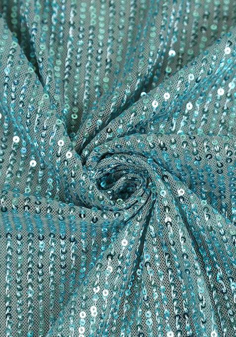 Powder Blue Sequin Embellished Net Lehenga Set