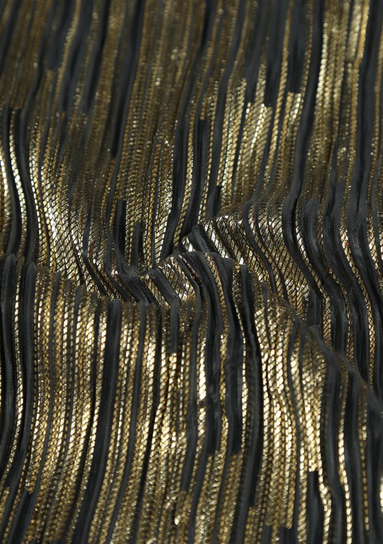 Black And Golden Self Design Polyester Lehenga Set