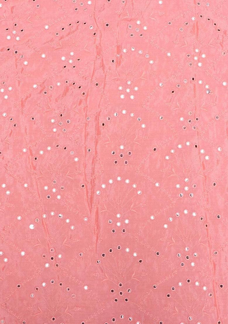 Peach Embellished Chinon Lehenga Set - Indya