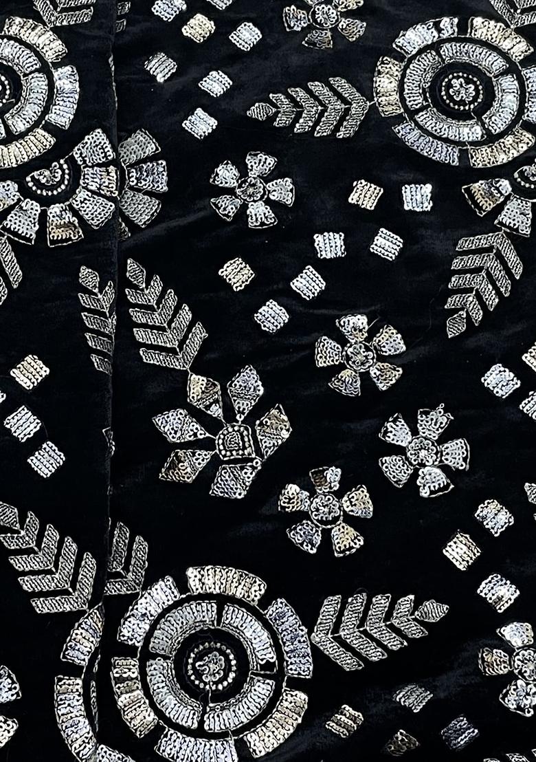 Black Embroidered Blouse Georgette Lehenga Set