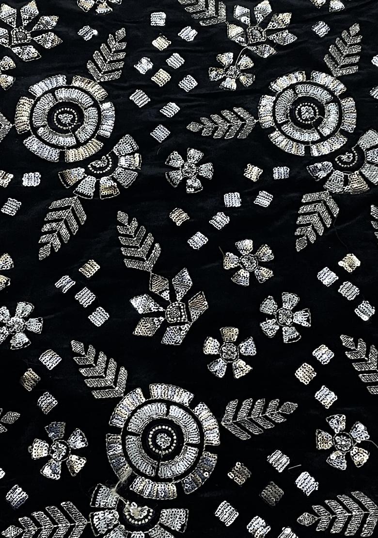 Black Embroidered Blouse Georgette Lehenga Set - Indya