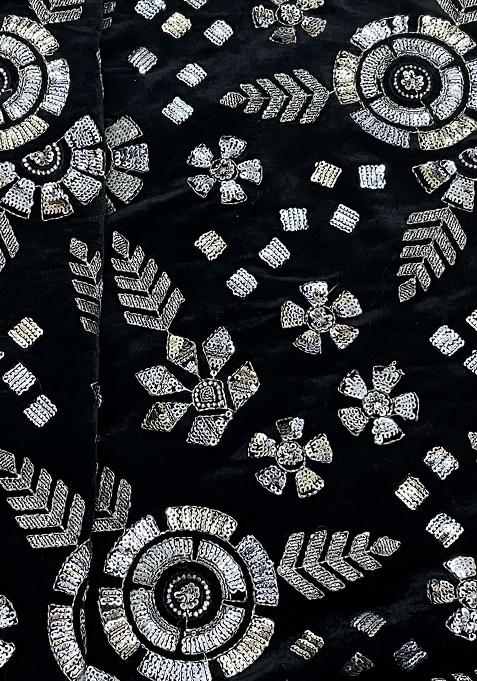 Black Embroidered Blouse Georgette Lehenga Set