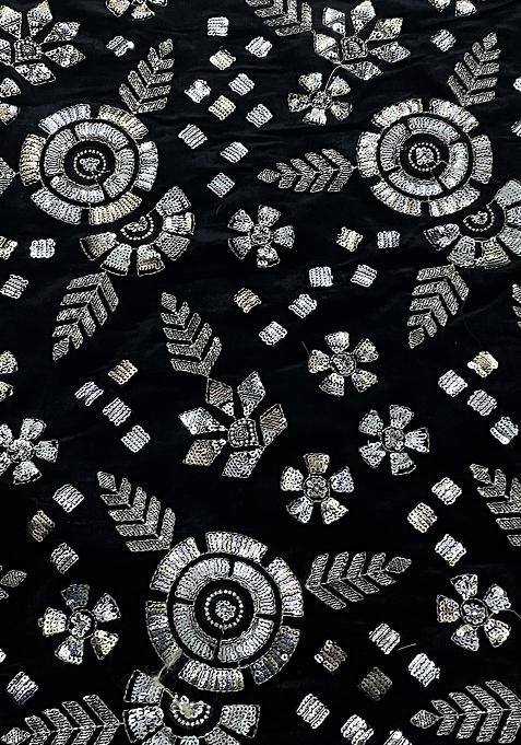 Black Embroidered Blouse Georgette Lehenga Set