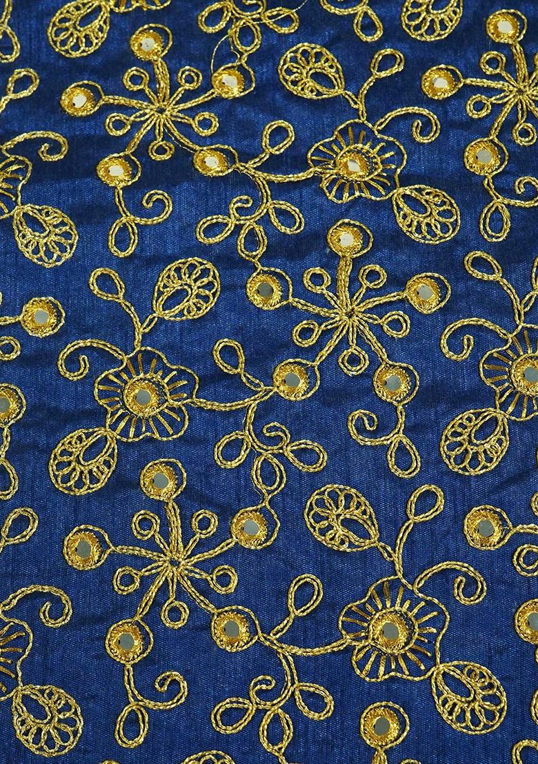 Blue Embroidered Poly Blend Lehenga Set - Indya