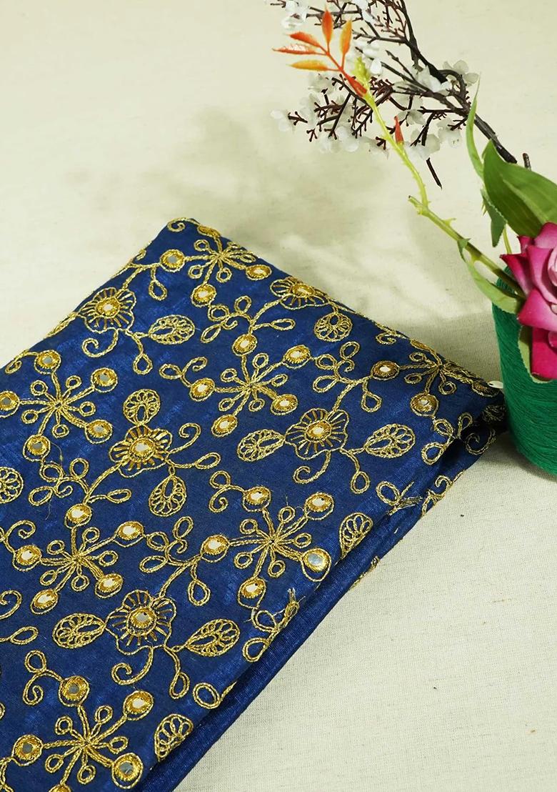 Blue Embroidered Poly Blend Lehenga Set