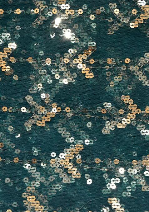 Teal Green Sequin Embroidered Net Lehenga Set