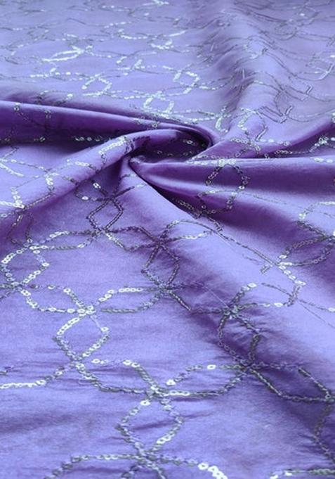 Purple Sequin Embellished Chanderi Lehenga Set