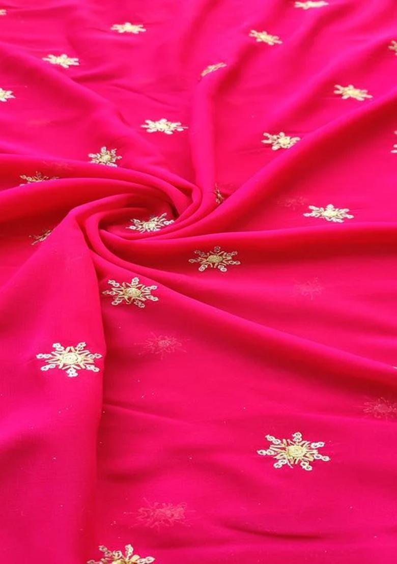 Rani Pink Embroidered Georgette Lehenga Set