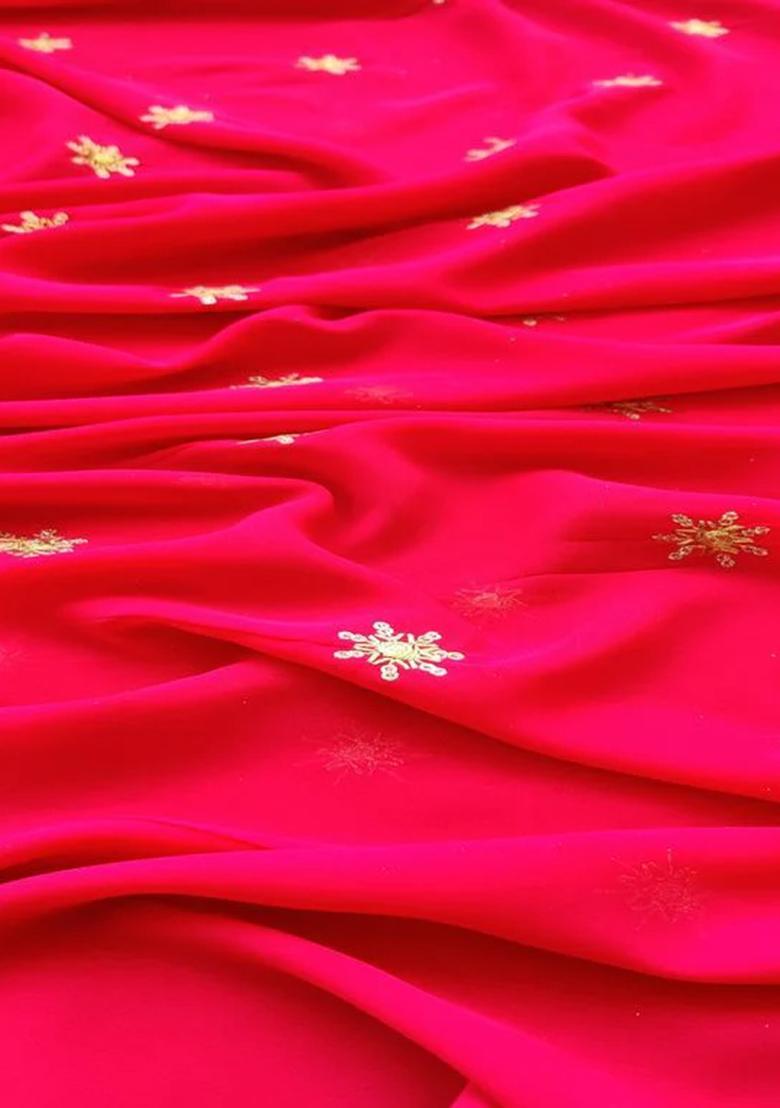 Rani Pink Embroidered Georgette Lehenga Set - Indya