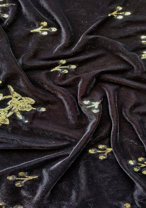 Black Sequin Embroidered Velvet Lehenga Set