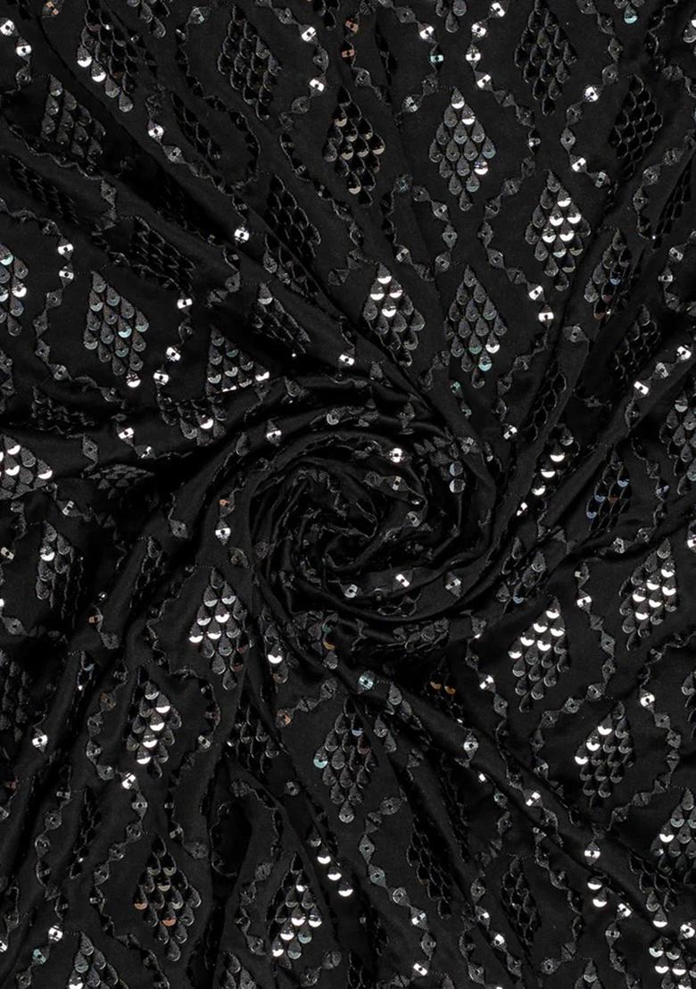 Black Sequin Embellished Satin Lehenga Set