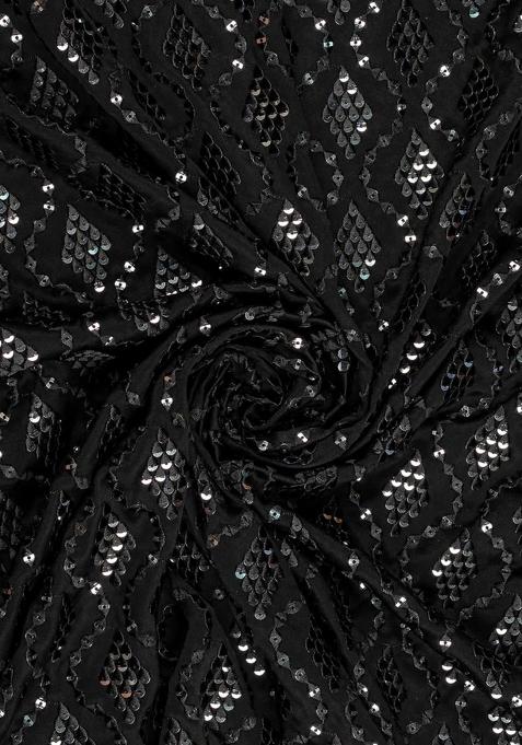 Black Sequin Embellished Satin Lehenga Set