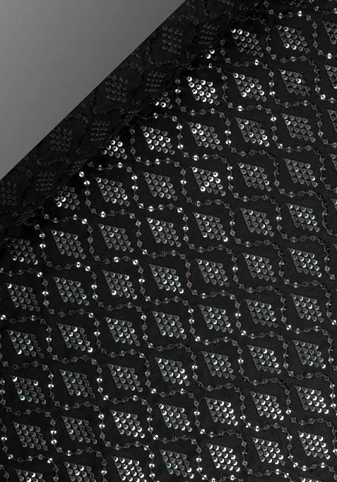 Black Sequin Embellished Satin Lehenga Set