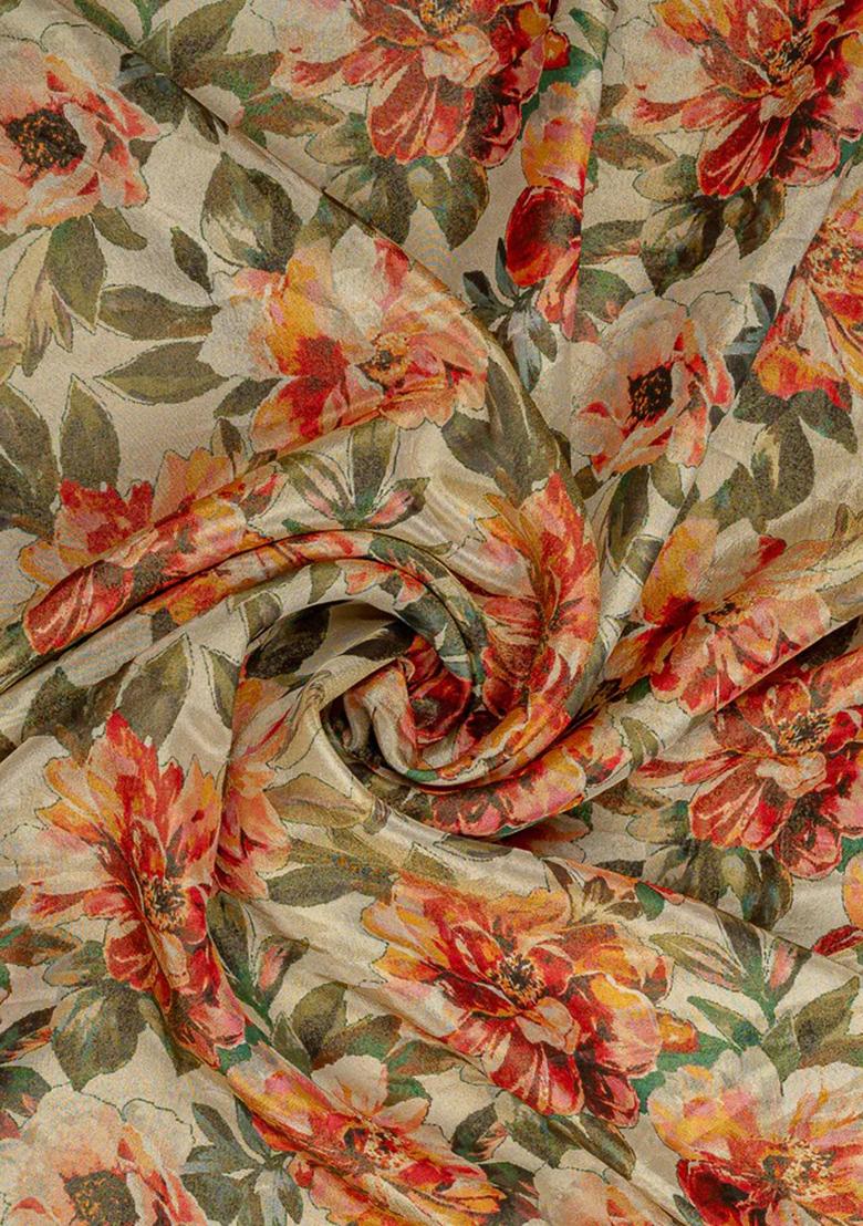 Multicolor Printed Organza Lehenga Set