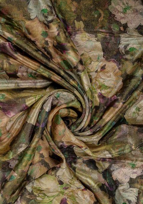 Green Printed Tissue Lehenga Set