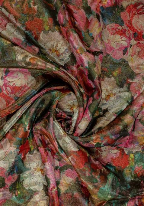 Green Printed Tissue Lehenga Set