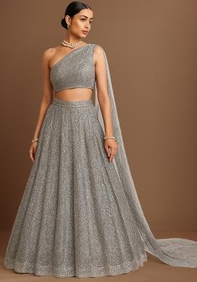 Silver Embellished Net Lehenga Set