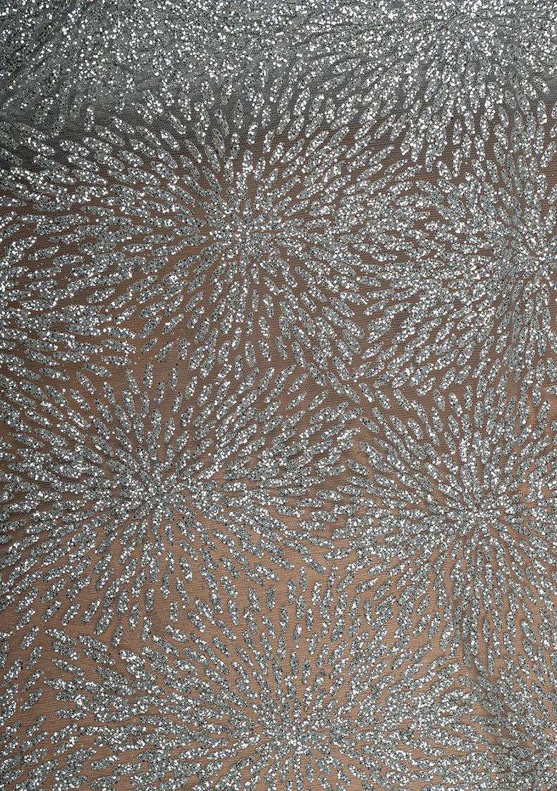 Silver Embellished Net Lehenga Set - Indya