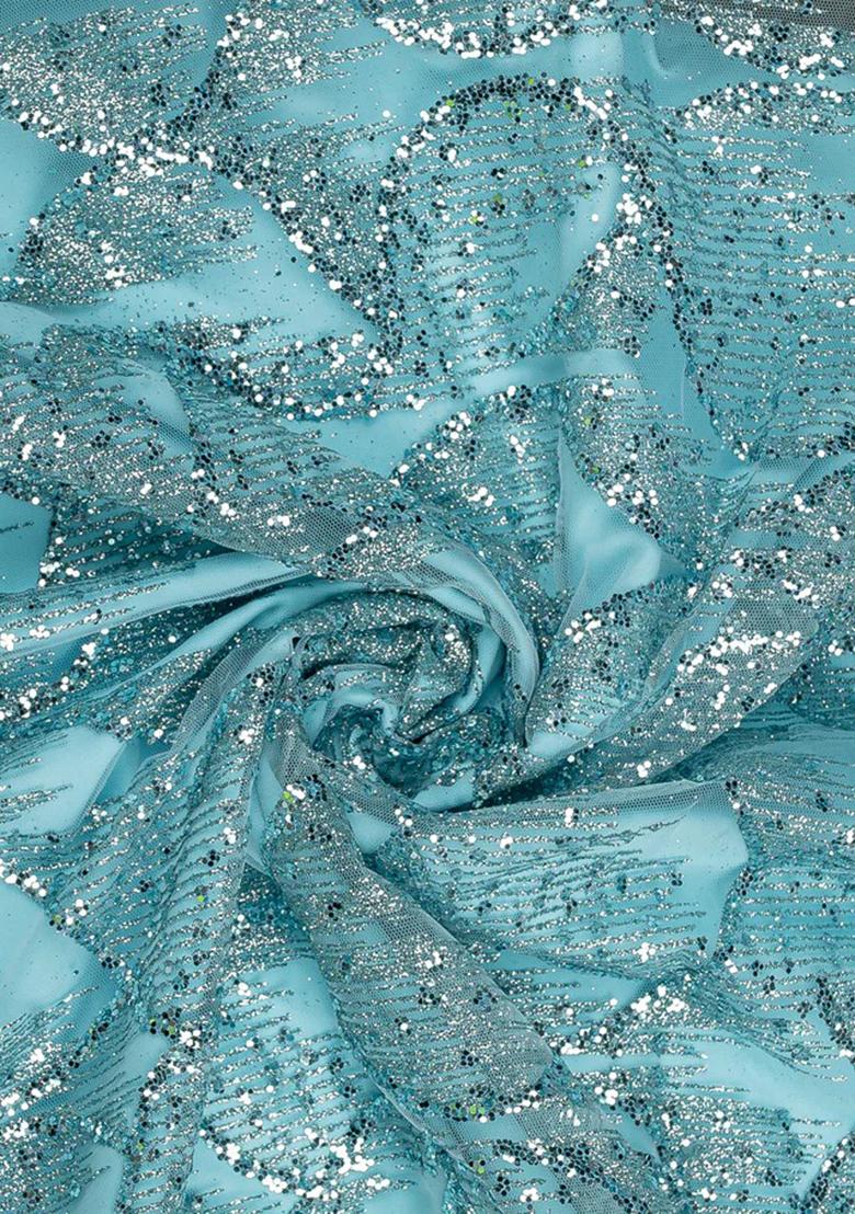 Blue Embellished Net Lehenga Set