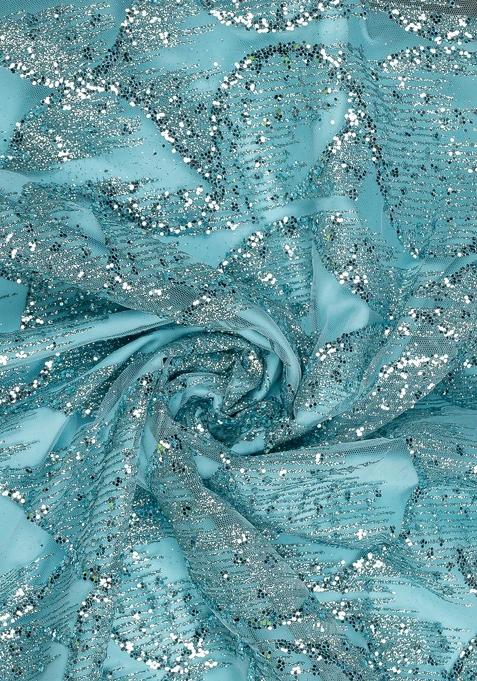 Blue Embellished Net Lehenga Set