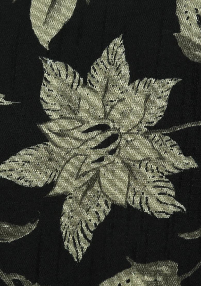 Black Printed Silk Lehenga Set - Indya