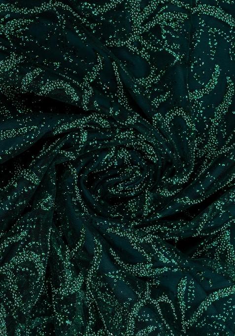 Green Embellished Net Lehenga Set