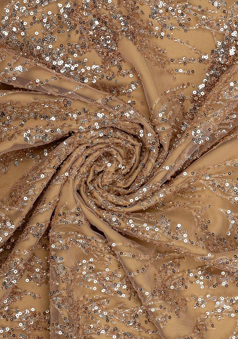 Golden Sequin Embellished Net Lehenga Set