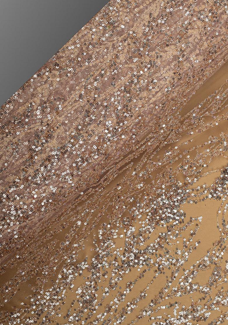 Golden Sequin Embellished Net Lehenga Set