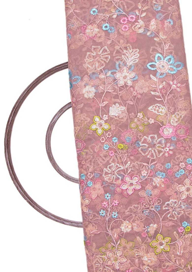 Mauve Sequin Embroidered Net Lehenga Set - Indya