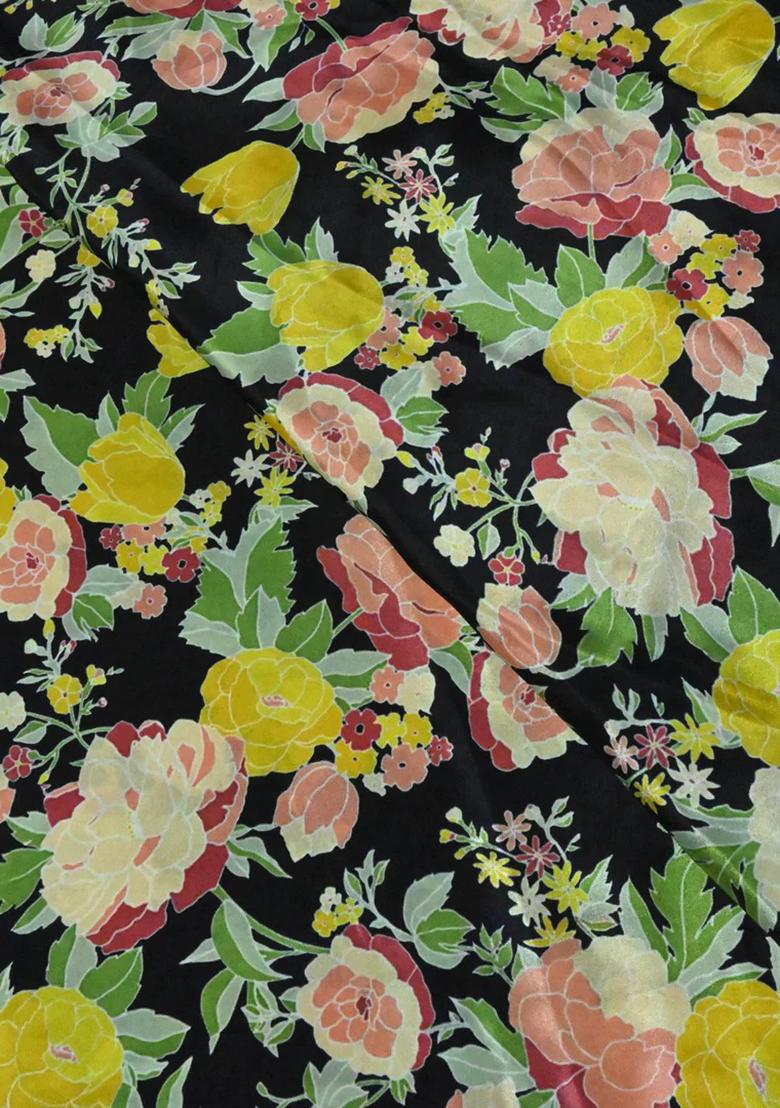 Green Printed Crepe Lehenga Set - Indya