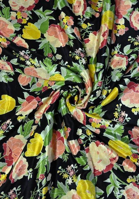 Green Printed Crepe Lehenga Set