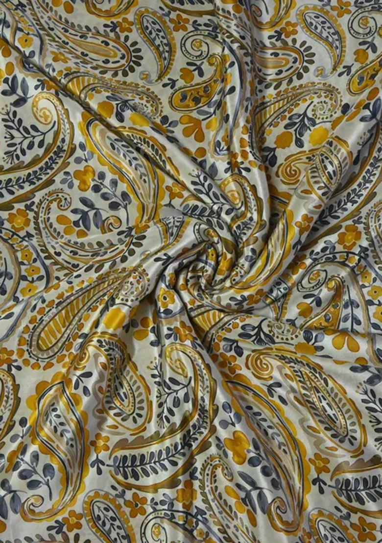 Yellow Printed Crepe Lehenga Set