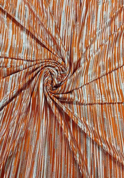 Orange Self Design Polyester Lehenga Set