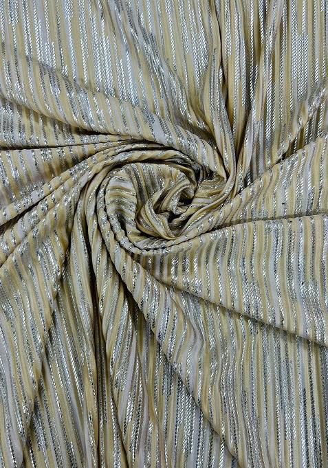 Cream Self Design Polyester Lehenga Set