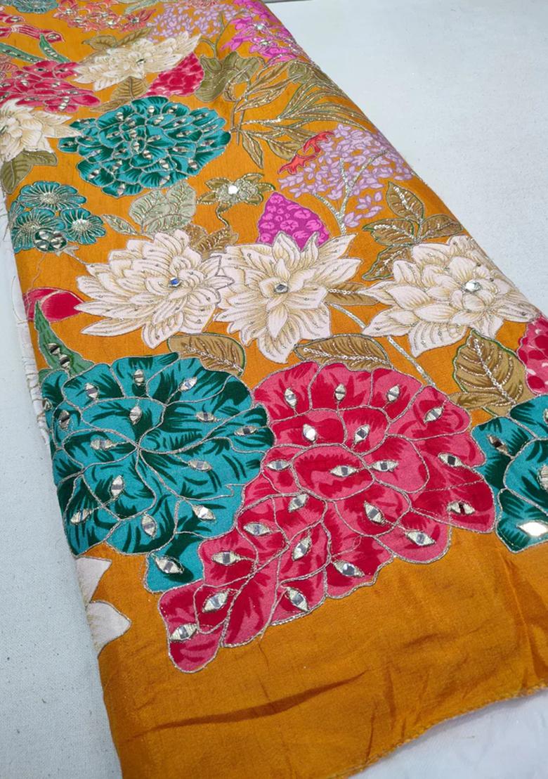 Yellow Embroidered Blouse Georgette Lehenga Set - Indya