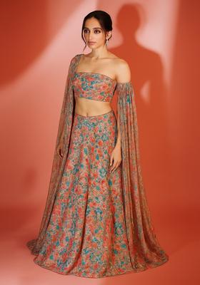 Multicolor Sequin Embroidered Satin Lehenga Set