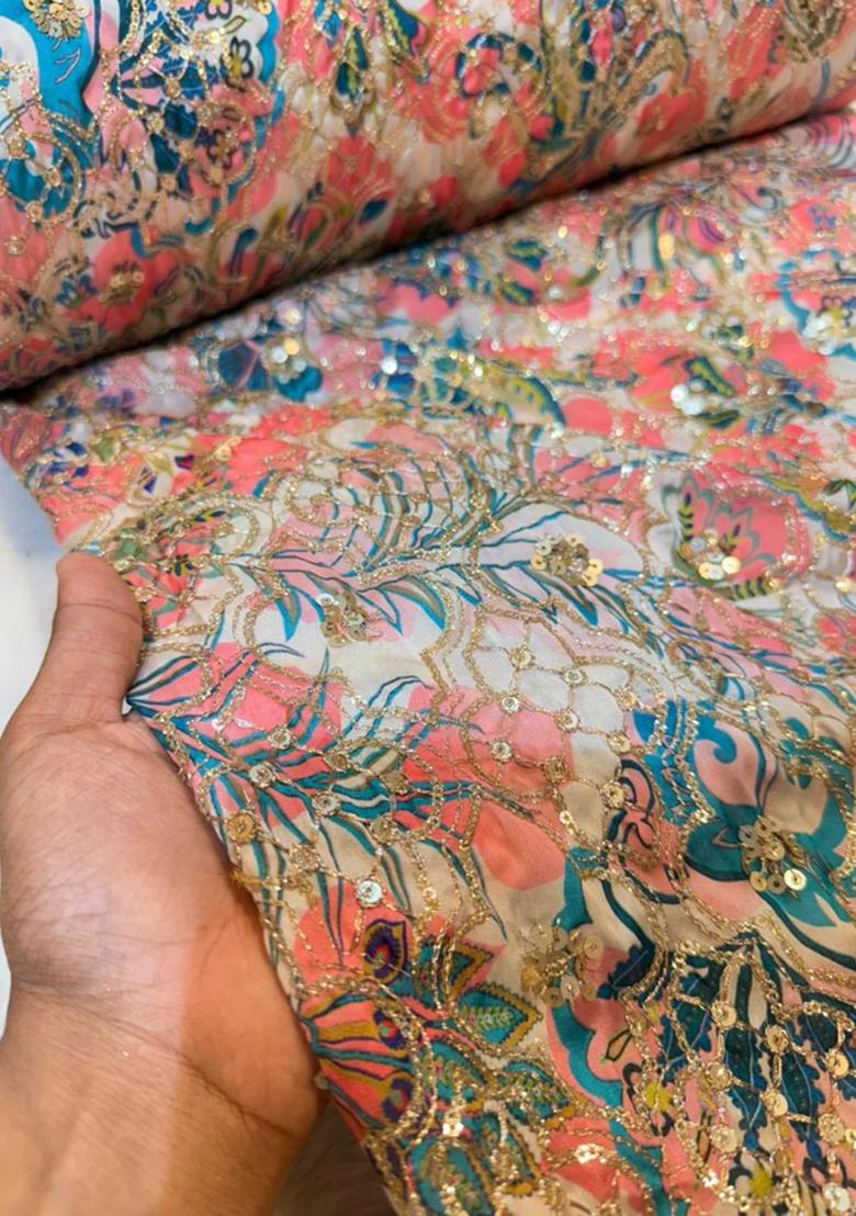 Multicolor Sequin Embroidered Satin Lehenga Set - Indya