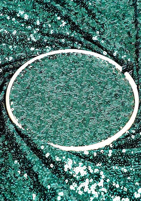 Green Sequin Georgette Lehenga Set