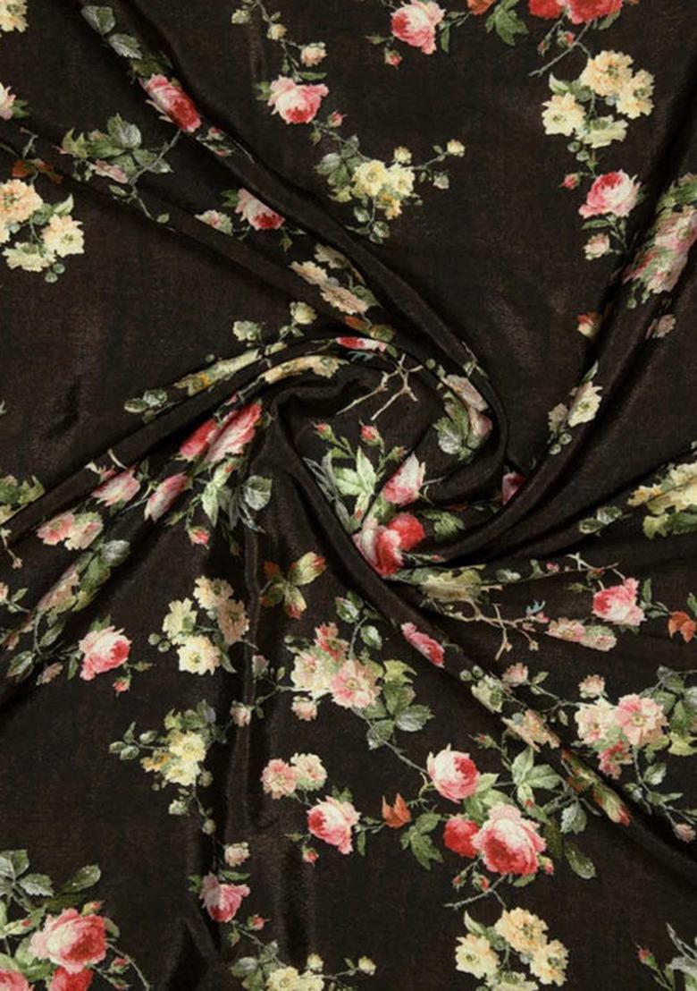 Black Printed Crepe Silk Lehenga Set