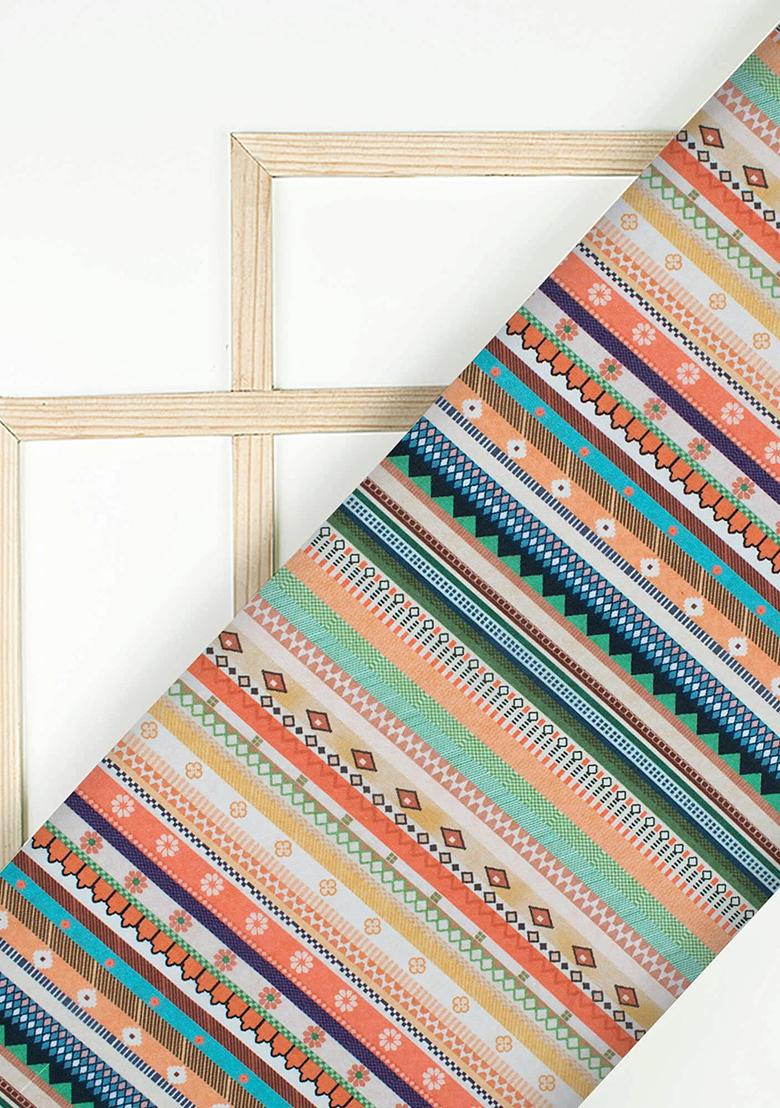 Multicolor Printed Crepe Silk Lehenga Set