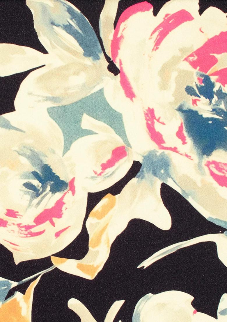 Black Printed Crepe Silk Lehenga Set