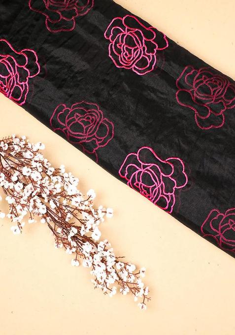 Black Threadwork Organza Lehenga Set