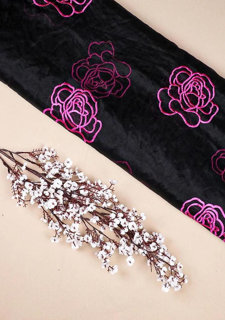 Black Threadwork Organza Lehenga Set