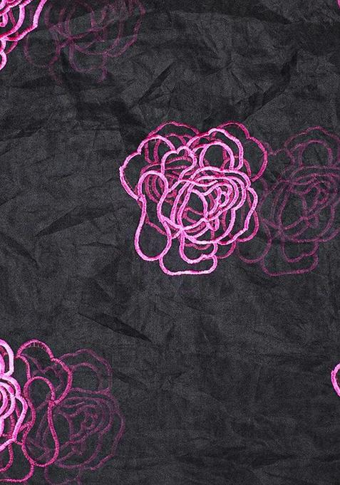 Black Threadwork Organza Lehenga Set