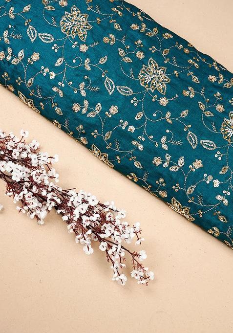 Teal Green Zari And Bead Silk Lehenga Set