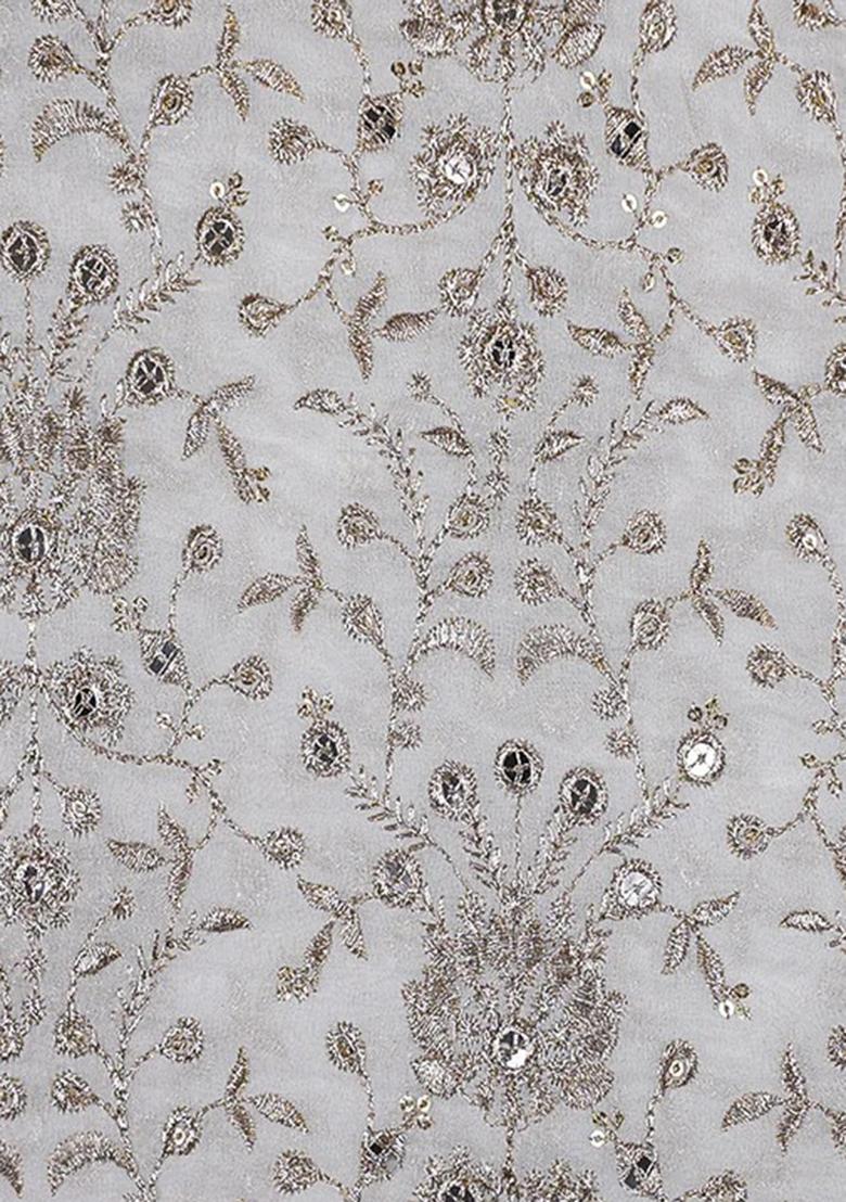 Beige Embroidered Georgette Lehenga Set - Indya