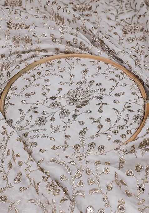 Beige Embroidered Georgette Lehenga Set